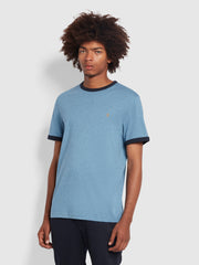 Groves Regular Fit Organic Cotton Ringer T-Shirt In Blue Dusk Marl