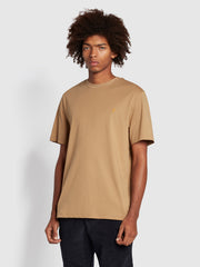 Alexander Regular Fit Organic Cotton Circular T-Shirt In Beige