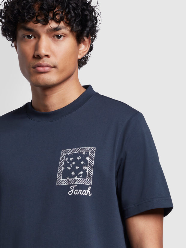 Vinnie Regular Fit Printed T-Shirt In True Navy