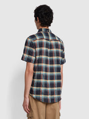 Cashell Casual Fit Short Sleeve Organic Cotton Shirt In True Navy