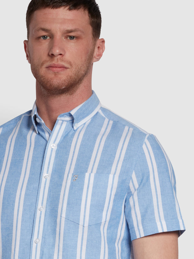 Drayton Modern Fit Stripe Shirt In Regatta Blue