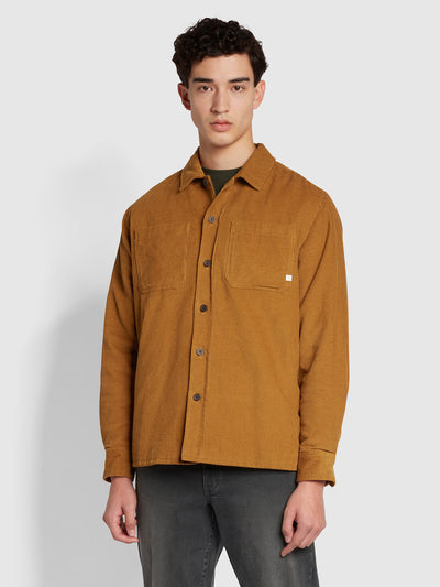 Hunter Relaxed Fit Quilted Corduroy Overshirt In Rich Tobacco