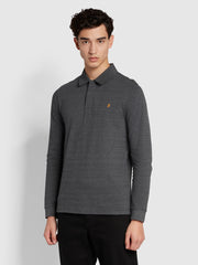 Haslam Slim Fit Long Sleeve Polo Shirt In Farah Grey Marl