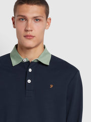 Ward Regular Fit Organic Cotton Rugby Shirt In True Navy