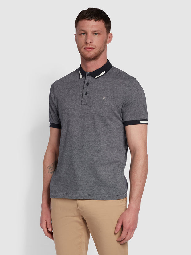 Lonnie Modern Fit Jaquard Polo Shirt In True Navy