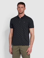 Tonkin Modern Fit All Over Print Polo Shirt In True Navy