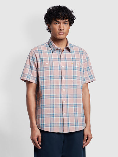 Rocksteady Relaxed Fit Organic Cotton Check Shirt In Dark Pink