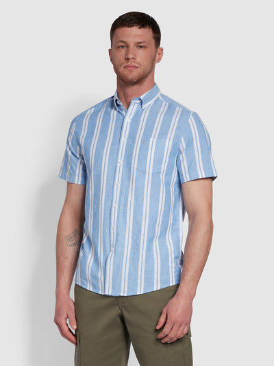 Drayton Modern Fit Stripe Shirt In Regatta Blue