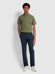 Elm Regular Fit Cotton Hopsack Trousers In True Navy