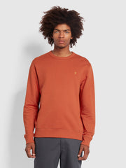 Tim Slim Fit Crew Neck Organic Cotton Sweatshirt In Terracotta
