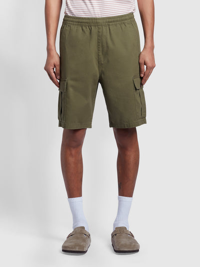 Mayhew Regular Fit Twill Cargo Shorts In Vintage Green