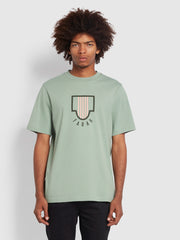 Faulk Regular Fit Organic Cotton Graphic T-Shirt In Archive Green Sage