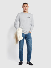 Aspin Regular Fit Organic Cotton Graphic T-Shirt In Grey Marl