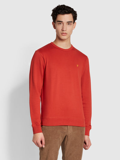 Tim Slim Fit Organic Cotton Crew Sweatshirt In Crimson