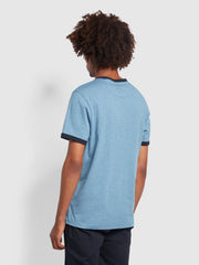 Groves Regular Fit Organic Cotton Ringer T-Shirt In Blue Dusk Marl