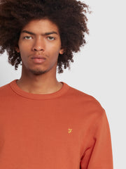 Tim Slim Fit Crew Neck Organic Cotton Sweatshirt In Terracotta