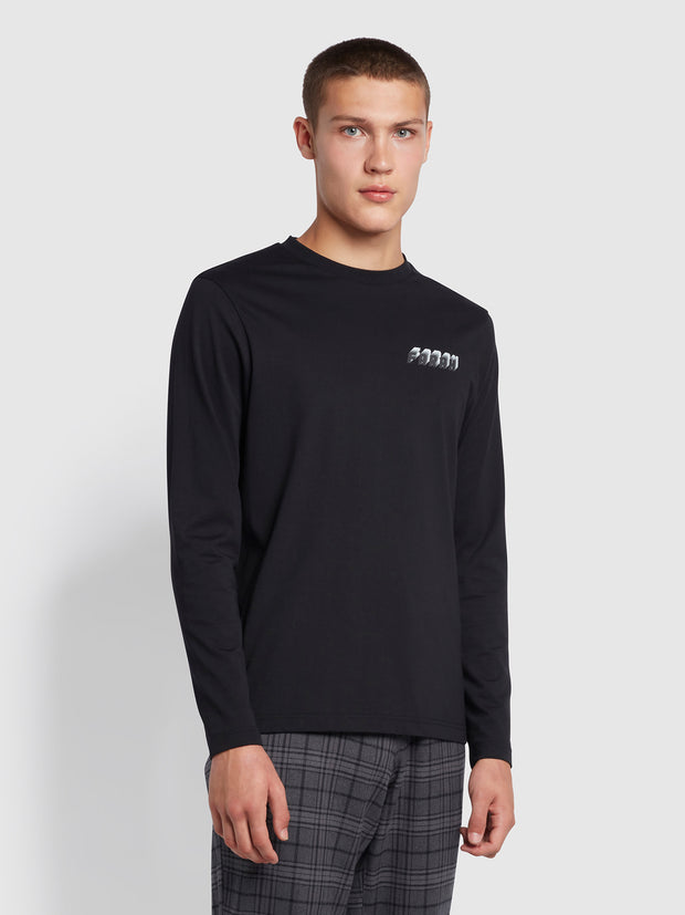 Aspin Regular Fit Organic Cotton Graphic T-Shirt In Black