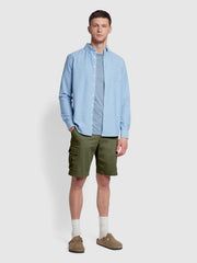 Crane Regular Fit Twill Cargo Drawstring Shorts In Vintage Green