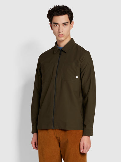 Stenmark Relaxed Fit Long Sleeve Overshirt In Evergreen