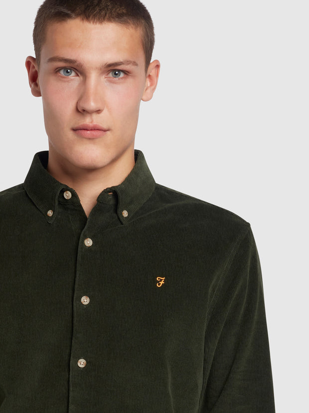 Bowery Casual Fit Organic Cotton Corduroy Shirt In Archive Olive Green