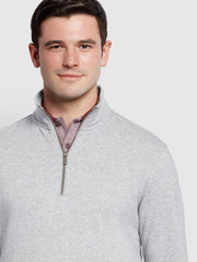 Aintree Modern Fit Quarter Zip Sweater In Light Grey Marl