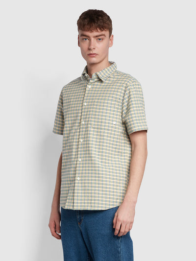 Emerson Casual Fit Organic Cotton Check Shirt In Pyramid Yellow