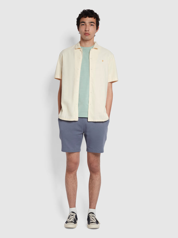 Cresswell Casual Fit Short Sleeve Organic Cotton Shirt In Cream