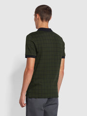 Hunningale Slim Fit Check Organic Cotton Polo Shirt In Evergreen