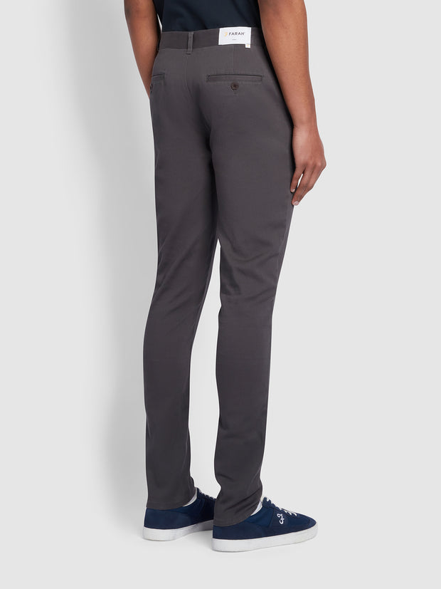 Endmore Skinny Fit Organic Cotton Chino Twill Trousers In Farah Grey
