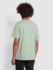 Faulk Regular Fit Organic Cotton Graphic T-Shirt In Archive Green Sage