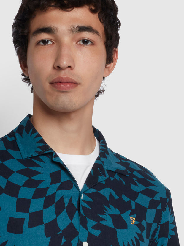 Rebello Casual Fit Short Sleeve Shirt In Oil Blue