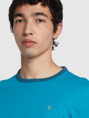 Groves Regular Fit Ringer-T-Shirt aus Bio-Baumwolle in Opalblau