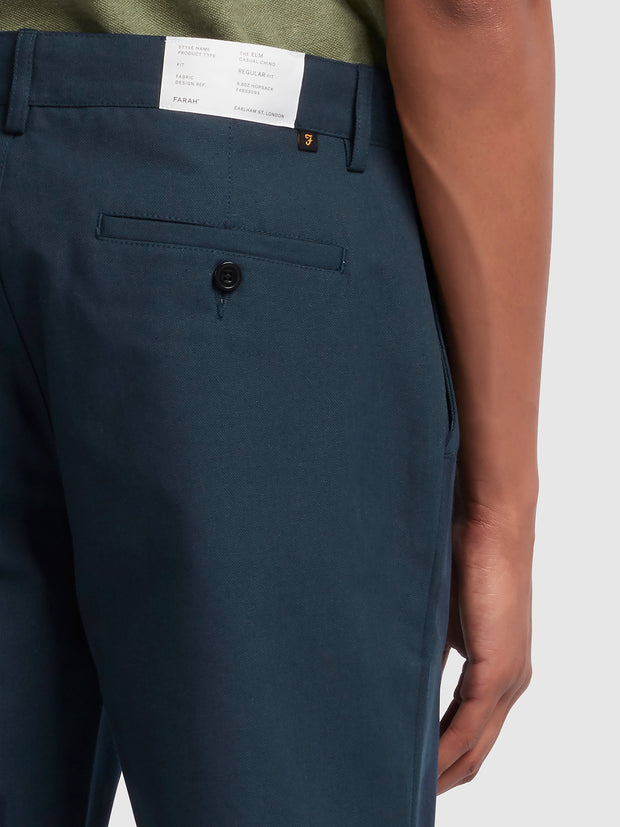 Elm Regular Fit Cotton Hopsack Trousers In True Navy